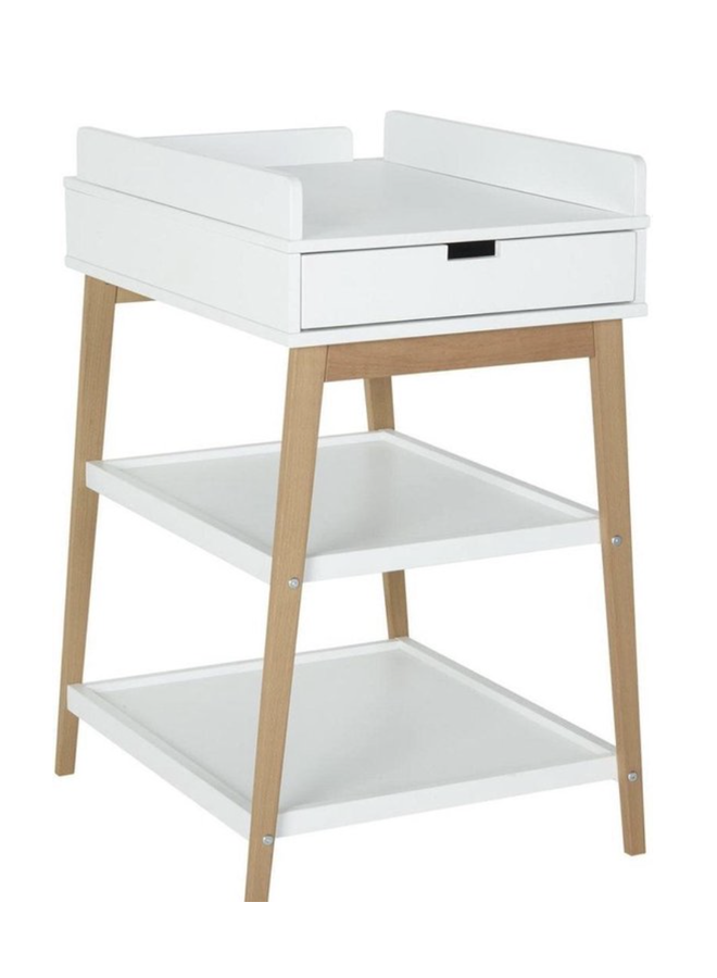 Luiertafel Hip + Lade - White & Naturel - Quax