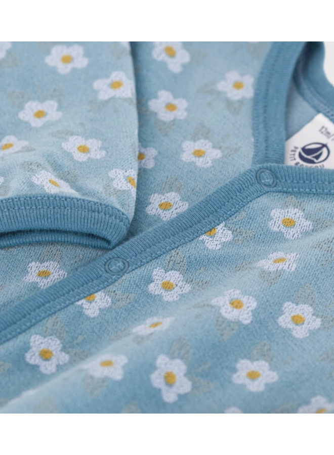 Fluwelen Babypyjama - Blue Flowers - Petit Bateau
