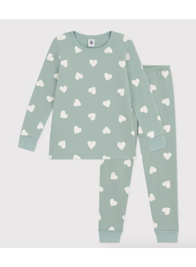 Junior Pyjama - Sage Hearts - Petit Bateau