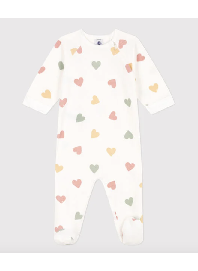 Fluwelen Babypyjama - Color Hearts - Petit Bateau