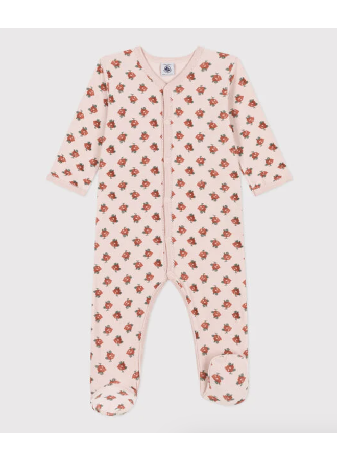 Fluwelen Pyjama - Bloemenprint - Petit Bateau