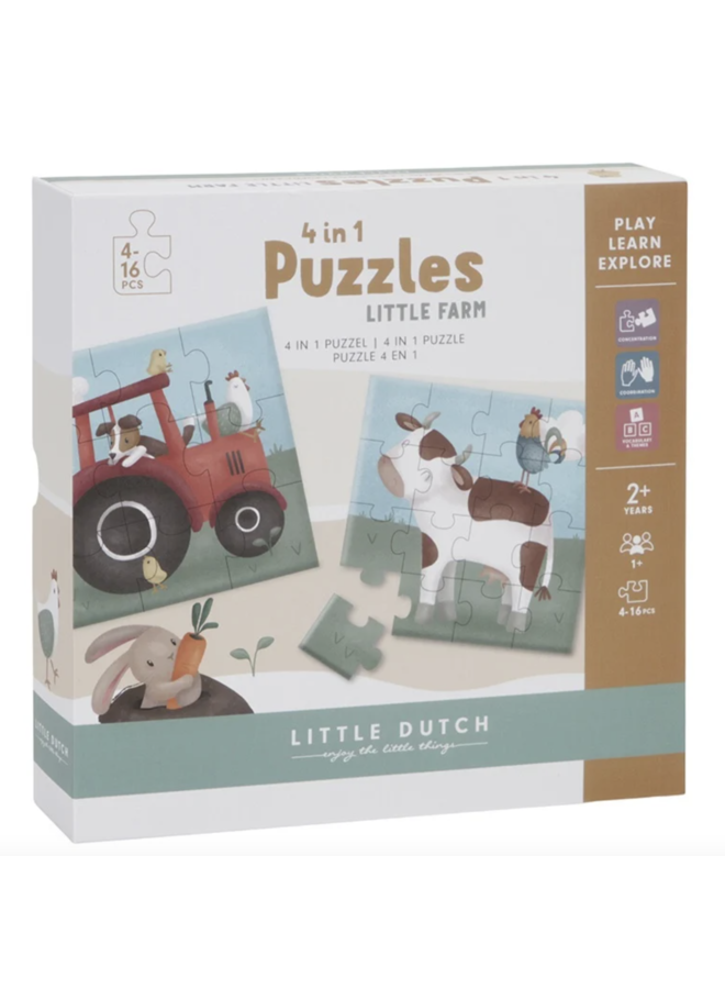 Puzzel 4 in 1 Little Farm - Little Dutch