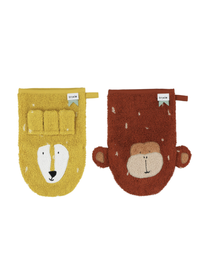Washandje 2-pack | Mr Lion & Mr Monkey - Trixie