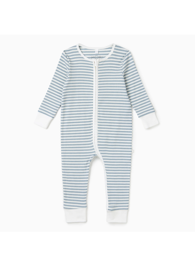 Rib Zip-Up Pyjama - Sea Stripe - Mori