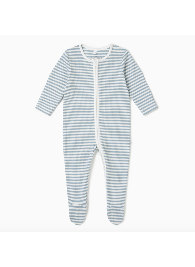 Rib Zip-Up Pyjama - Sea Stripe - Mori