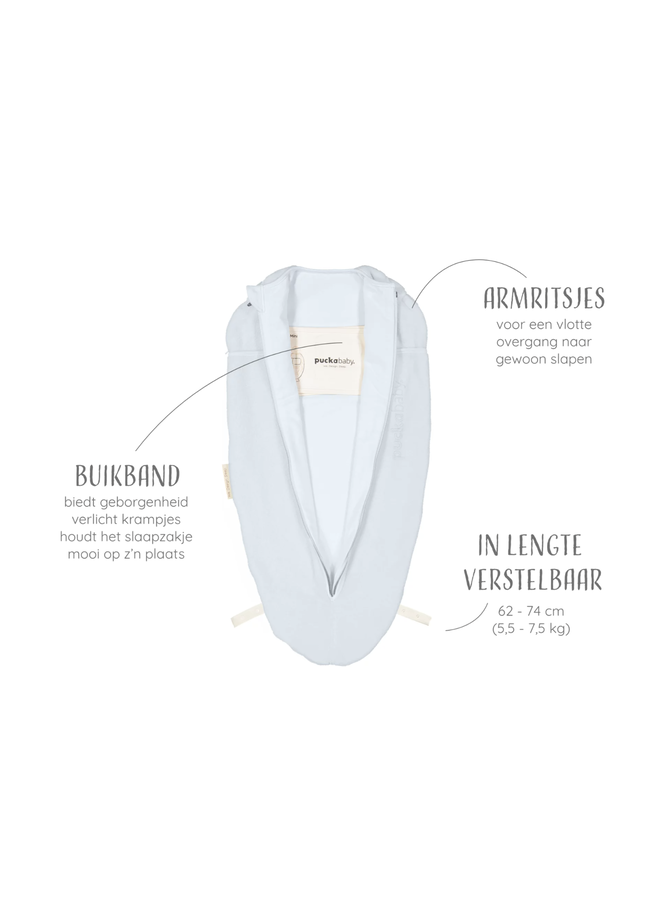 Inbakerslaapzak Mini 3/6M - Teddy - Sky - Puckababy
