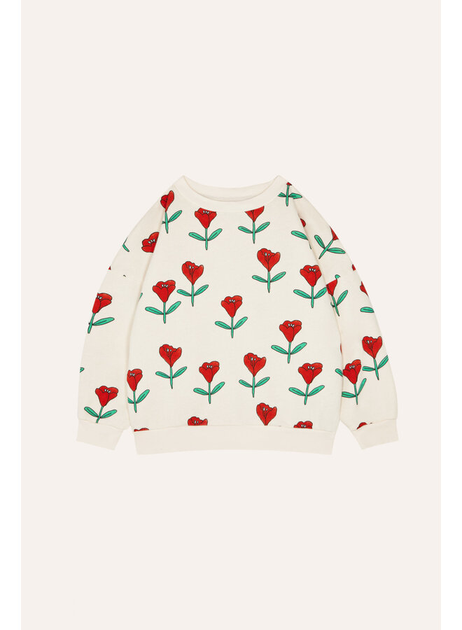 Tulips Allover Oversized Kids Sweatshirt - Ecru - The Campamento