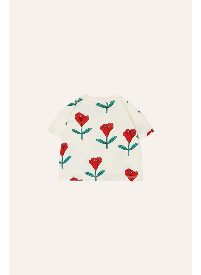 Tulips Short Sleeves Baby T-Shirt - Ecru - The Campamento