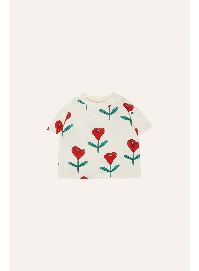 Tulips Short Sleeves Baby T-Shirt - Ecru - The Campamento