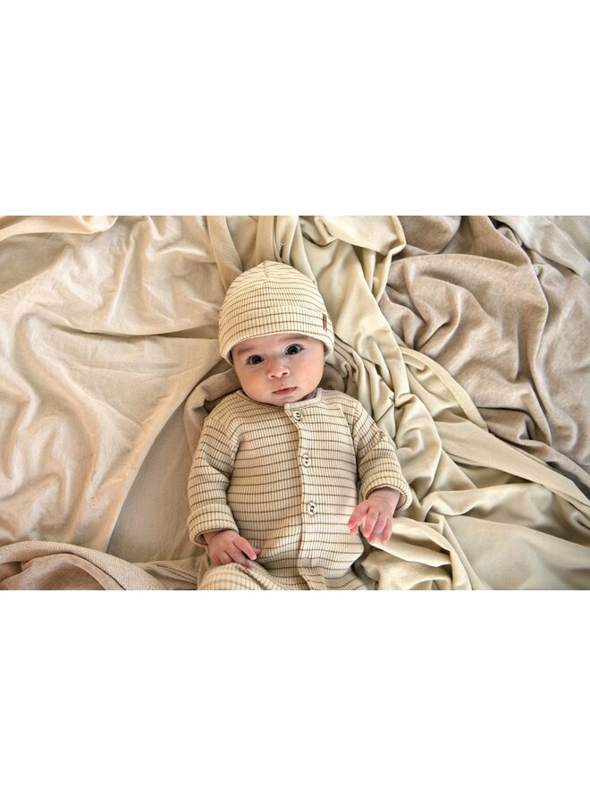 Newborn Rib Beanie - Biscuit Stripe - Nixnut