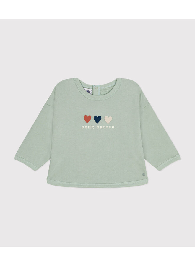 Sweatshirt Sage Hearts - Petit Bateau