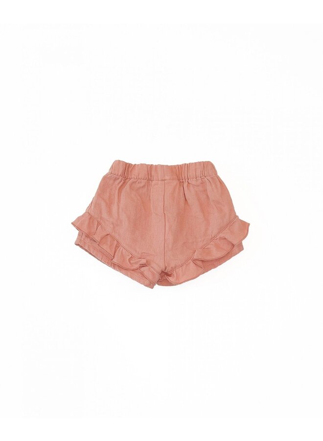 Linen Ruffle Shorts - Coral - Play Up