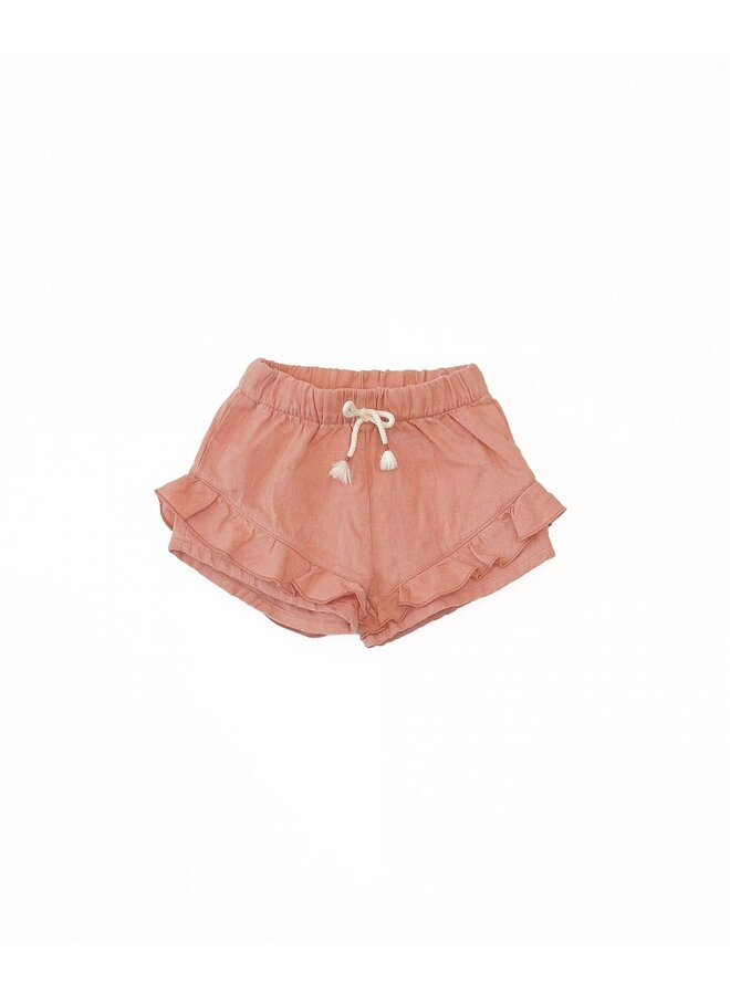 Linen Ruffle Shorts - Coral - Play Up