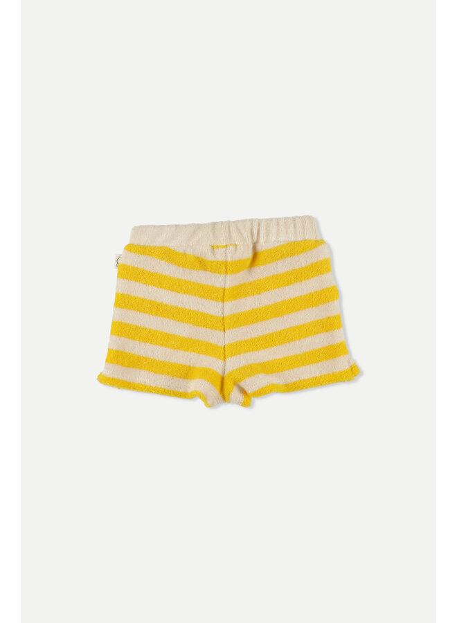 Organic Toweling Stripes Baby Shorts - Yellow - My Little Cozmo