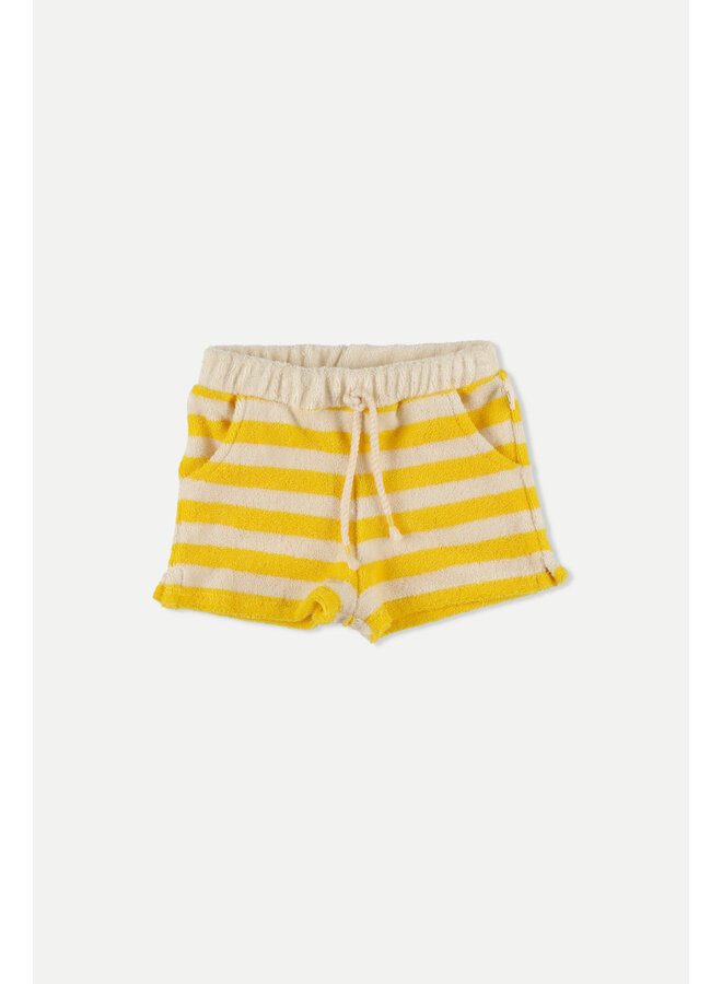 Organic Toweling Stripes Baby Shorts - Yellow - My Little Cozmo