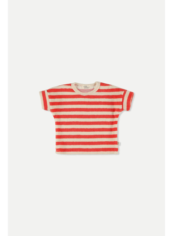 Organic Toweling Stripes Baby T-Shirt - Pink Ruby - My Little Cozmo