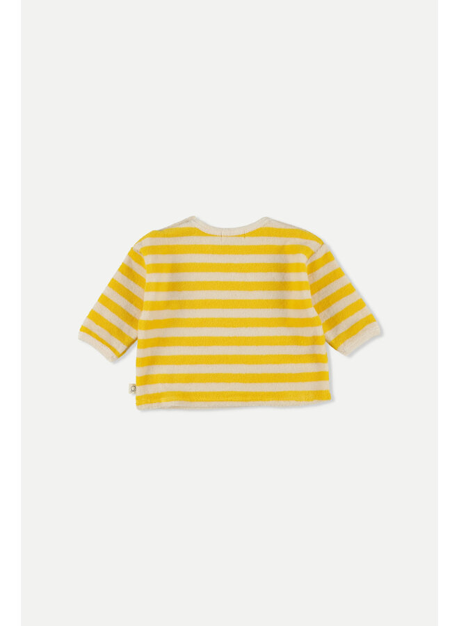Organic Toweling Stripes Baby Sweatshirt - Yellow - My Little Cozmo