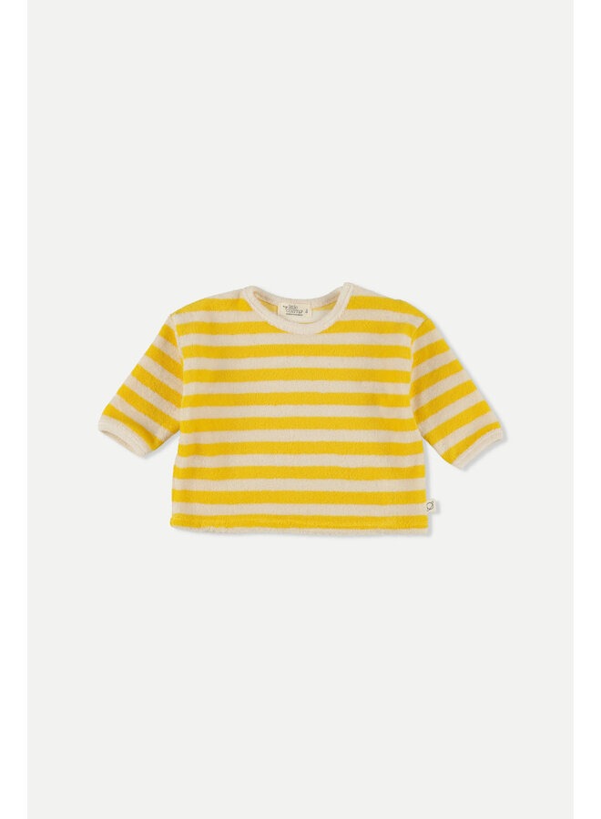 Organic Toweling Stripes Baby Sweatshirt - Yellow - My Little Cozmo
