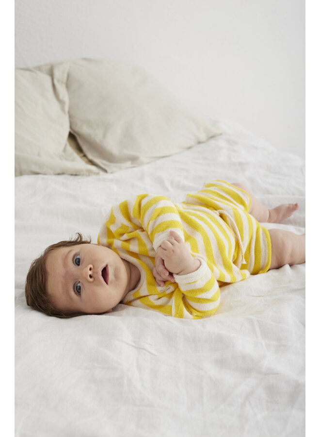 Organic Toweling Stripes Baby Sweatshirt - Yellow - My Little Cozmo