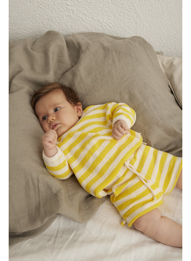 Organic Toweling Stripes Baby Sweatshirt - Yellow - My Little Cozmo