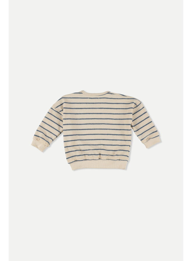 Organic Crepe Stripe Baby Sweatshirt  - Blue - My Little Cozmo