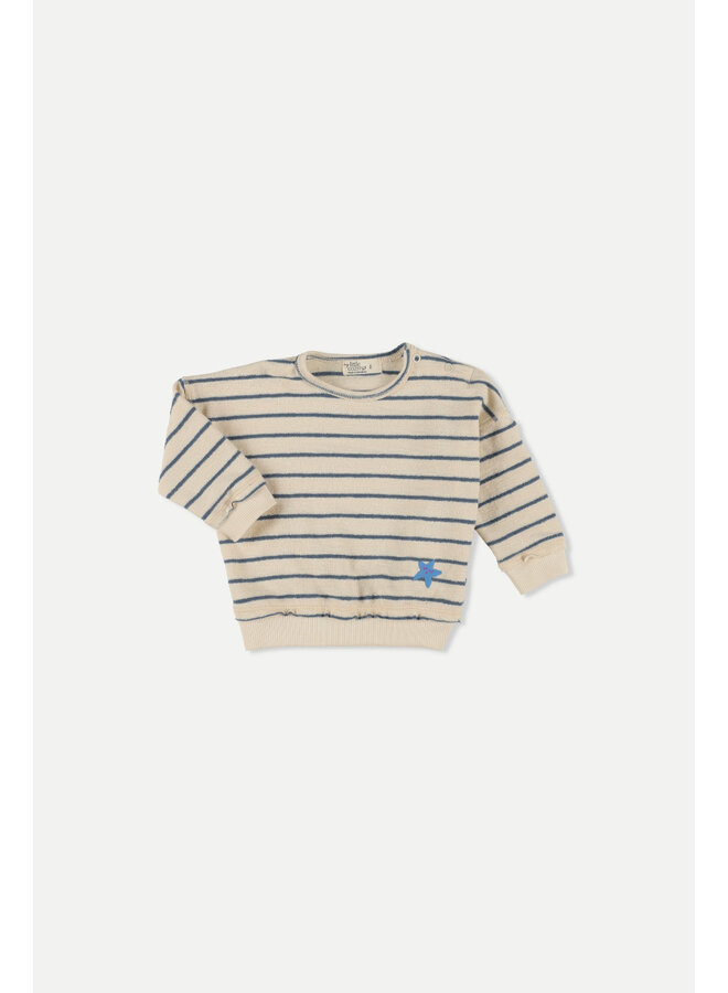 Organic Crepe Stripe Baby Sweatshirt  - Blue - My Little Cozmo