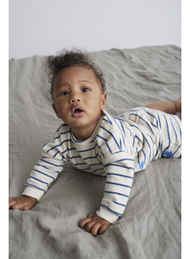 Organic Crepe Stripe Baby Sweatshirt  - Blue - My Little Cozmo