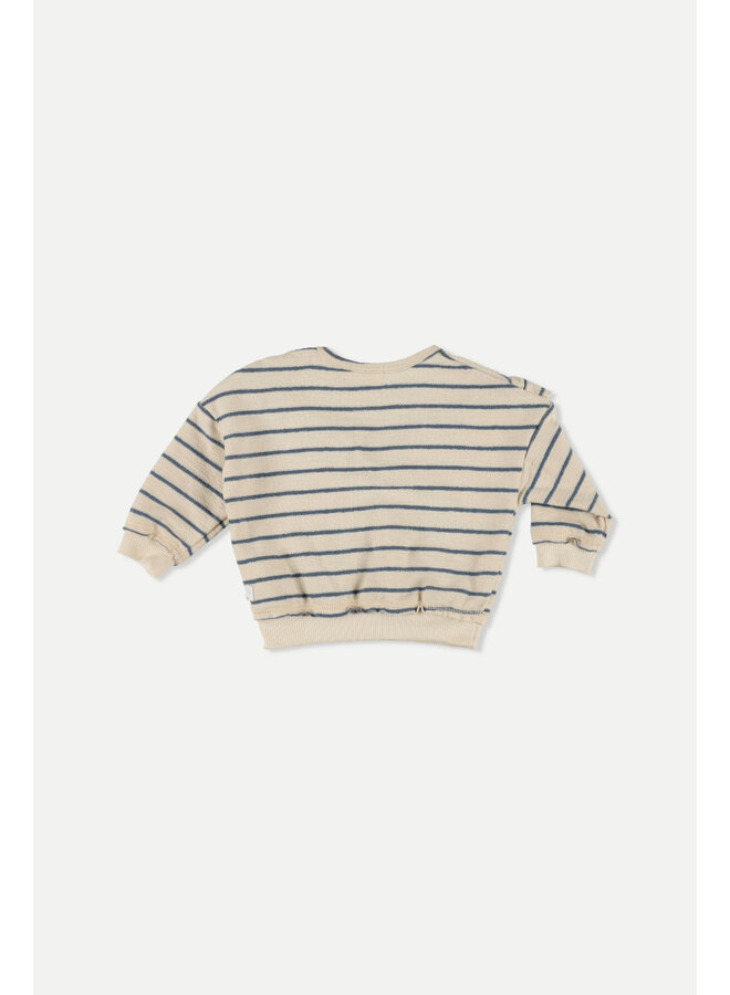 Organic Crepe Stripe Ruffle Baby Sweatshirt - Blue - My Little Cozmo