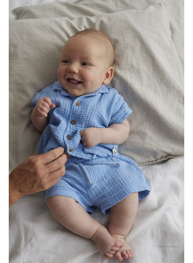 Soft Woven Baby Shorts - Blue - My Little Cozmo