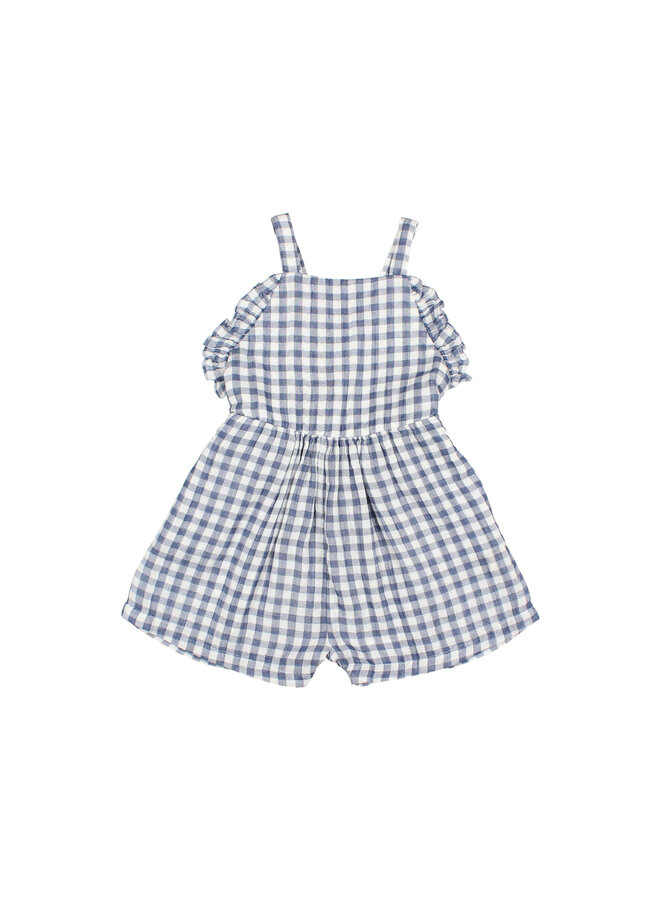 Gingham Jumpsuit - Blue Stone - Buho Kids