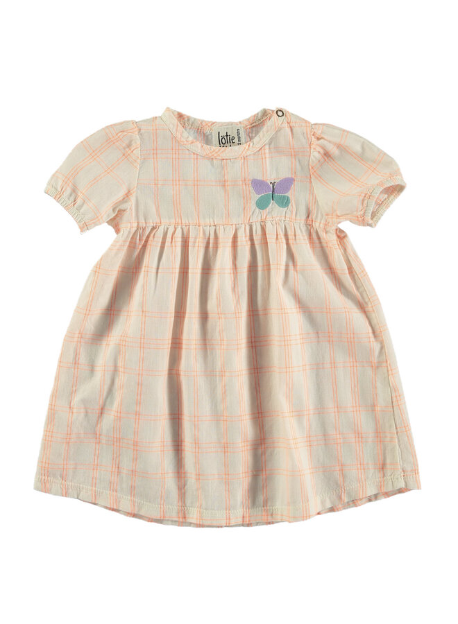 Woven Dress - Checks Butterfly - Offwhite - Lotiekids Baby