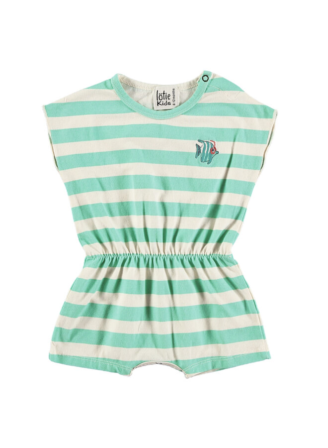 Playsuit Stripes Fish - Offwhite - Lotiekids Baby