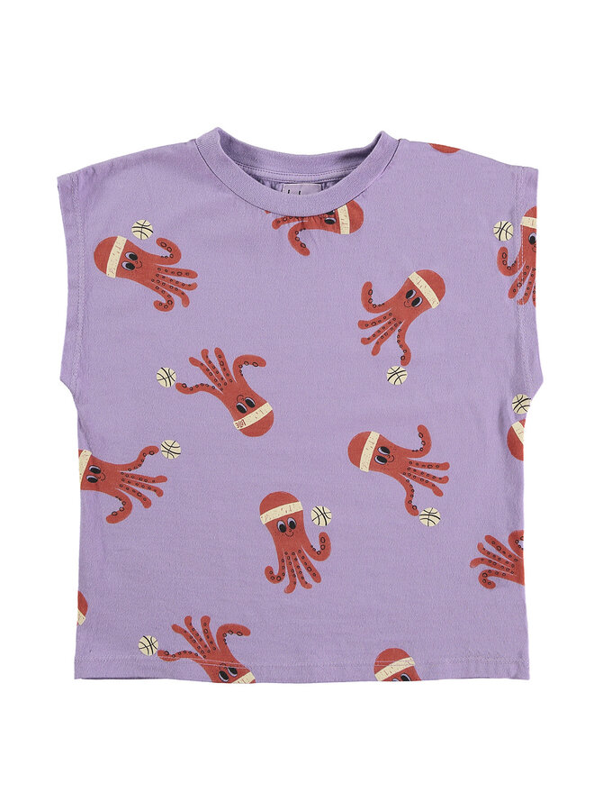 Sleeveless Tshirt Octopuses - Mauve - Lotiekids