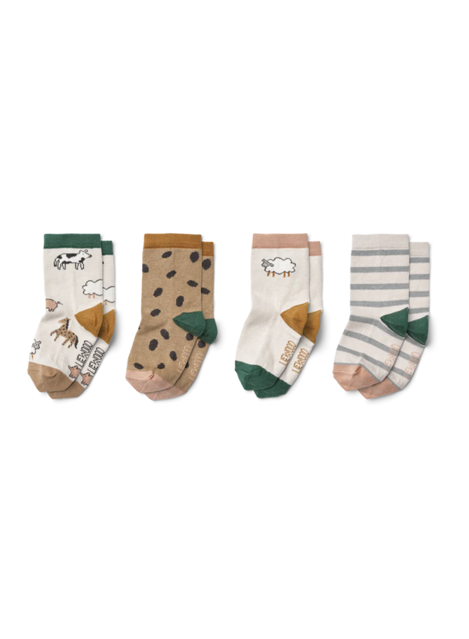 Sila Socks - Set van 4 - Farm Sandy - Liewood