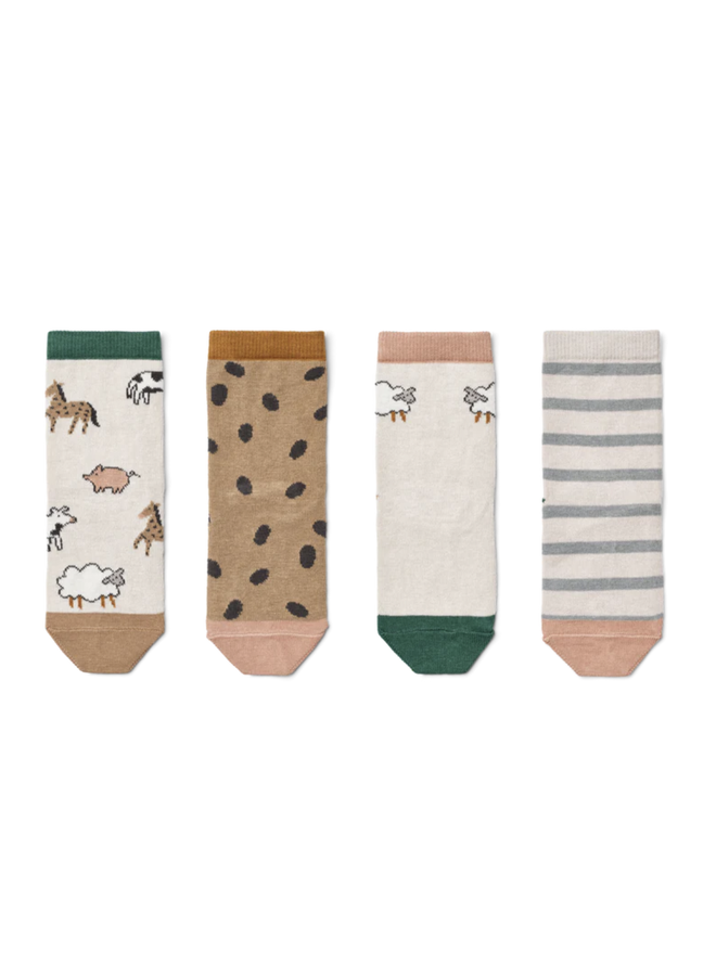 Sila Socks - Set van 4 - Farm Sandy - Liewood