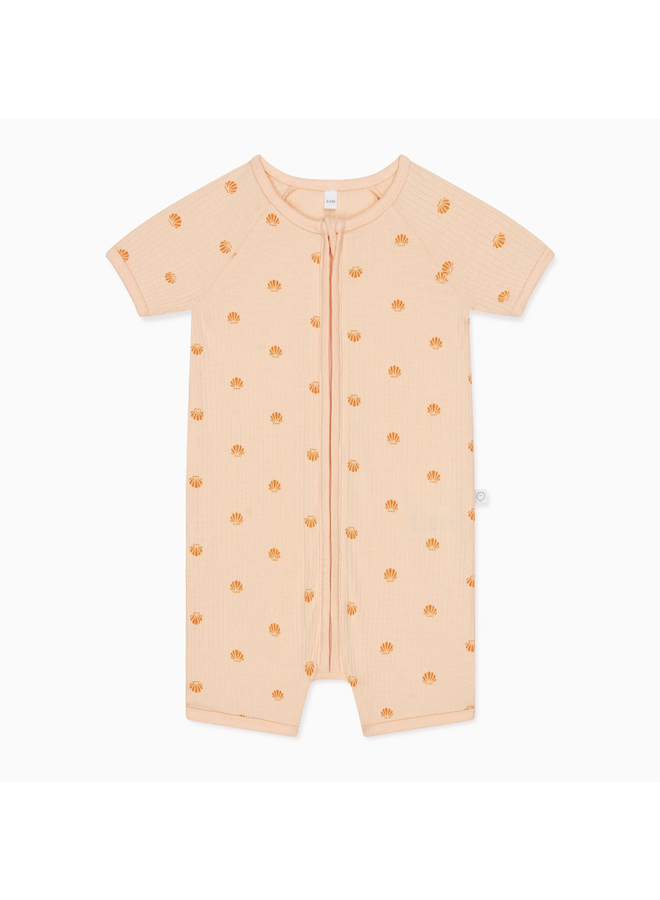 Summer Sleepsuit Rib Zip Up - Shell Print - Mori