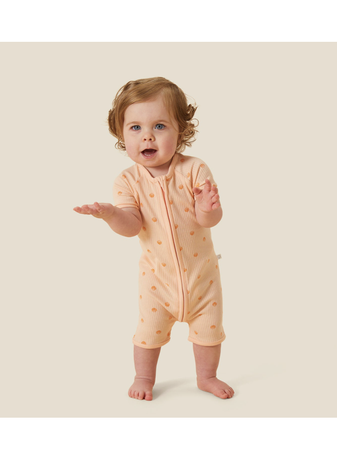 Summer Sleepsuit Rib Zip Up - Shell Print - Mori