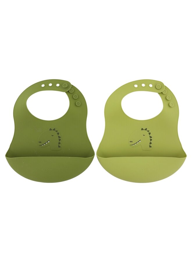 Silicone bib 2-pack - Mr. Dino - Tri