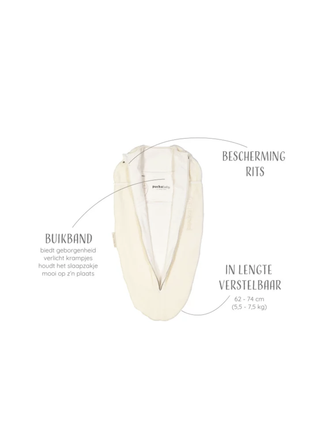 Inbakerslaapzak Mini 3/6M - Teddy - Pure - Puckababy