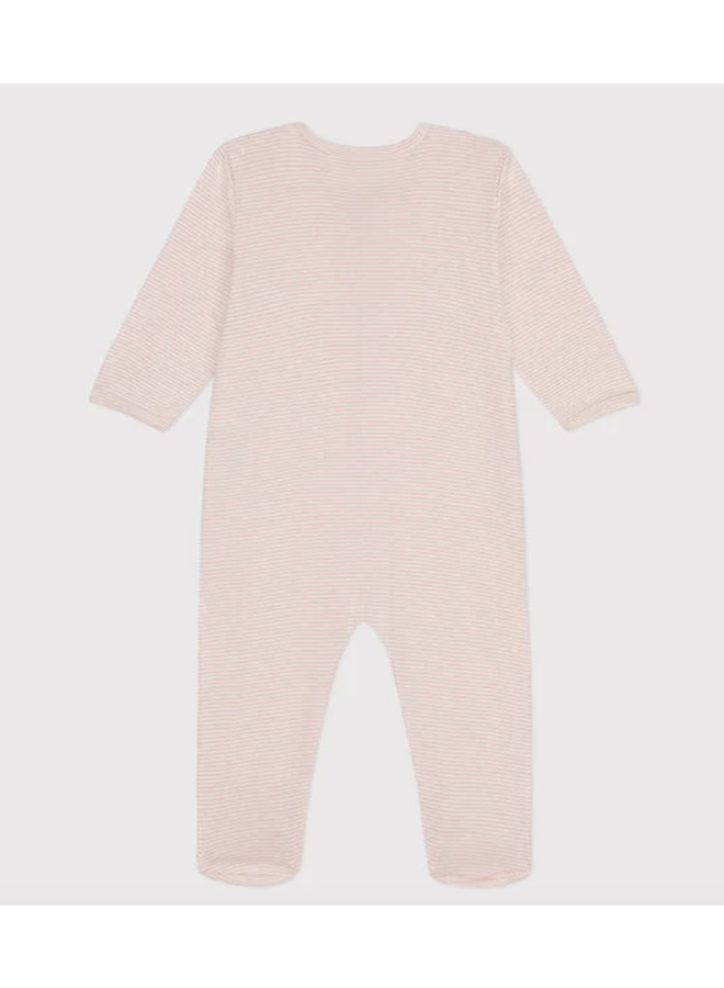 Katoenen Babypyjama Streepjes - Blush - Petit Bateau