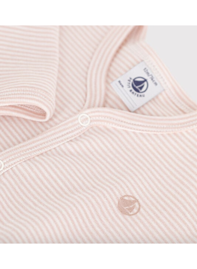 Katoenen Babypyjama Streepjes - Blush - Petit Bateau