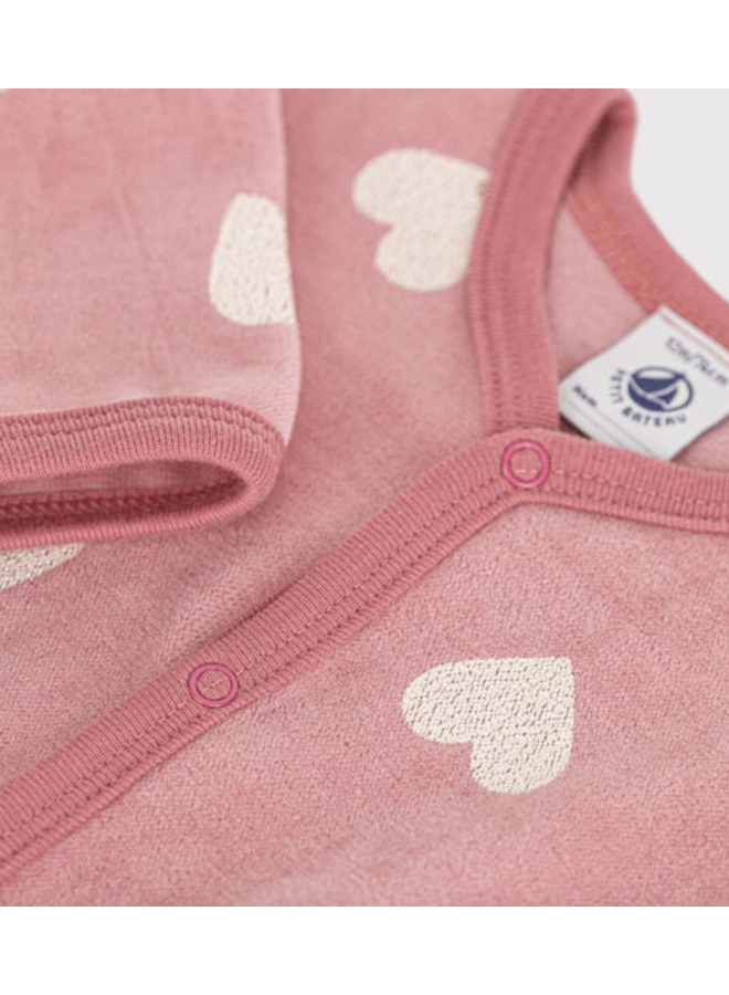 Fluwelen Babypyjama - Hearts Rose - Petit Bateau