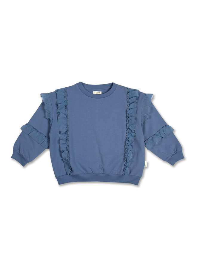 Romantic Ruffle Sweater − Coronet Blue - Petit Blush