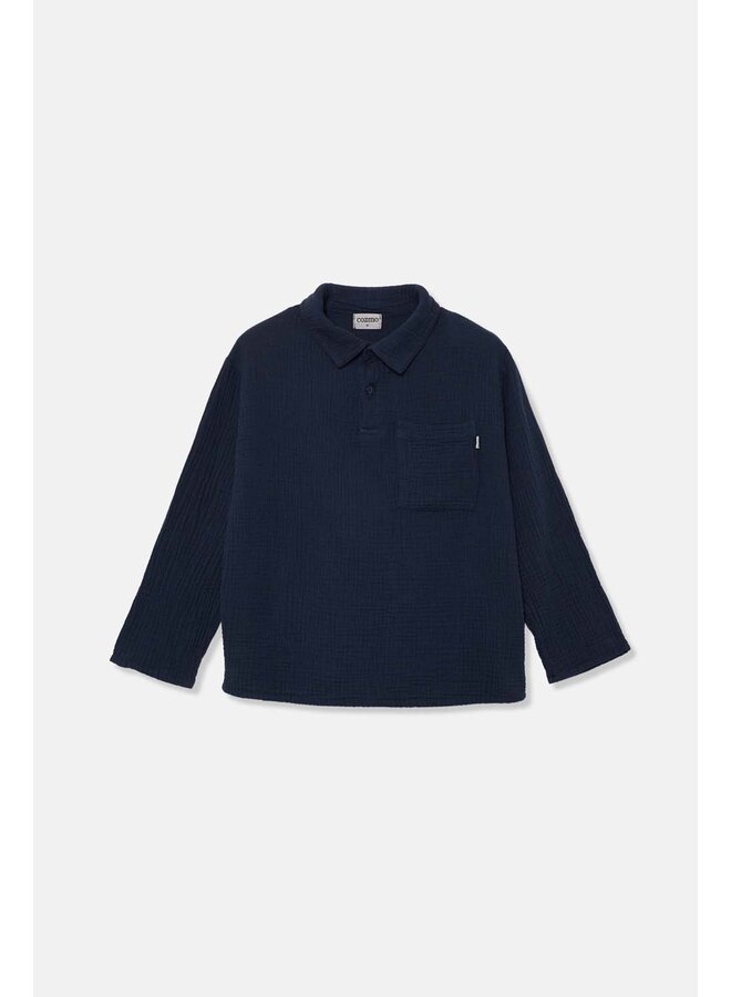 Textured baby shirt - Navy - My Little Cozmo