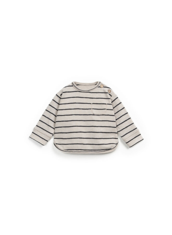 Striped Rib Flamé LS T-Shirt - Shadow - Play Up Mini