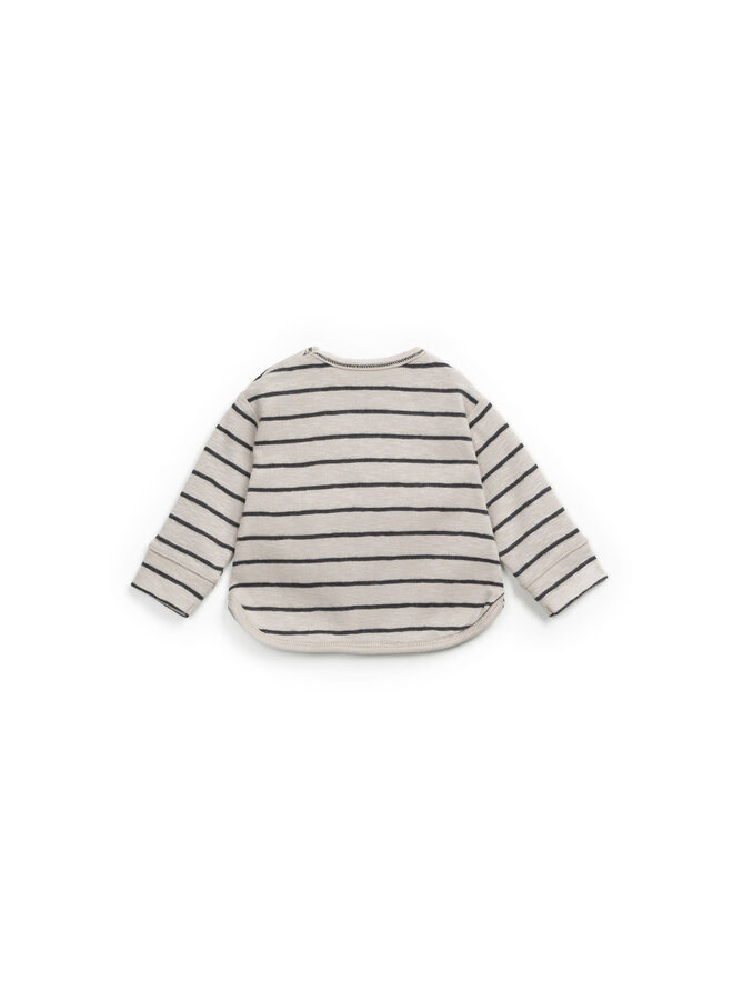 Striped Rib Flamé LS T-Shirt - Shadow - Play Up Mini