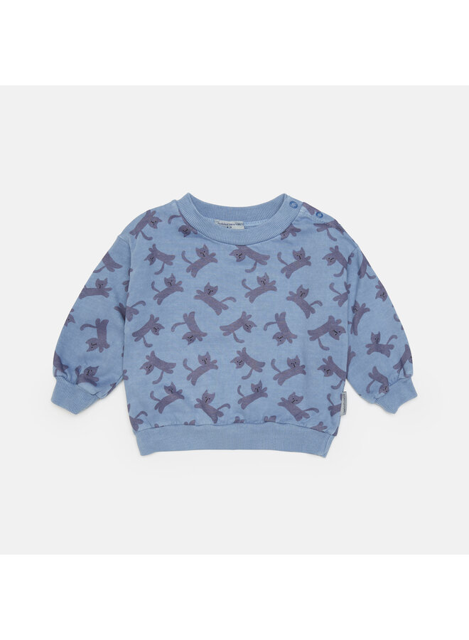 Cats all over baby sweatshirt - Pastel blue- Weekend House Kids