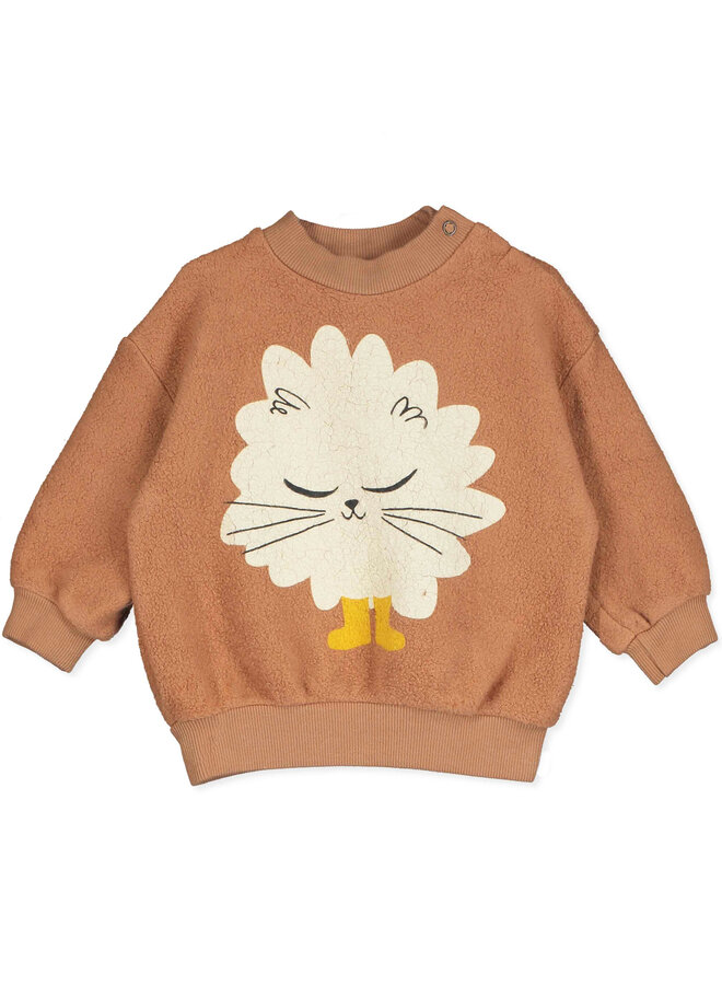 Baby Teddy Sweatshirt - Brown Kitten In Boots - Lötiekids