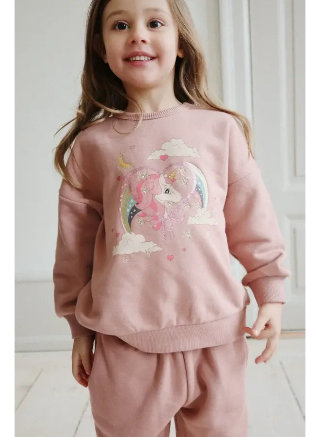 Lou Glitter Sweatshirt - Mahogany Rose - Konges Slojd