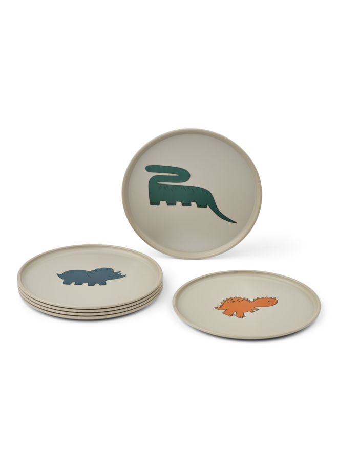Remco Plate 6-Pack - Dinosaurs / Mist - Liewood